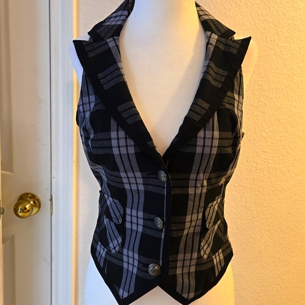 Guess Cotton Plaid Vest size M